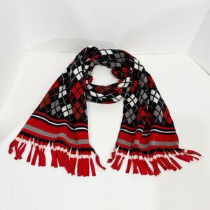 ST JOHNS BAY Argyle Scarf fleece 56 Inch Long Fringe Unisex Multicolor